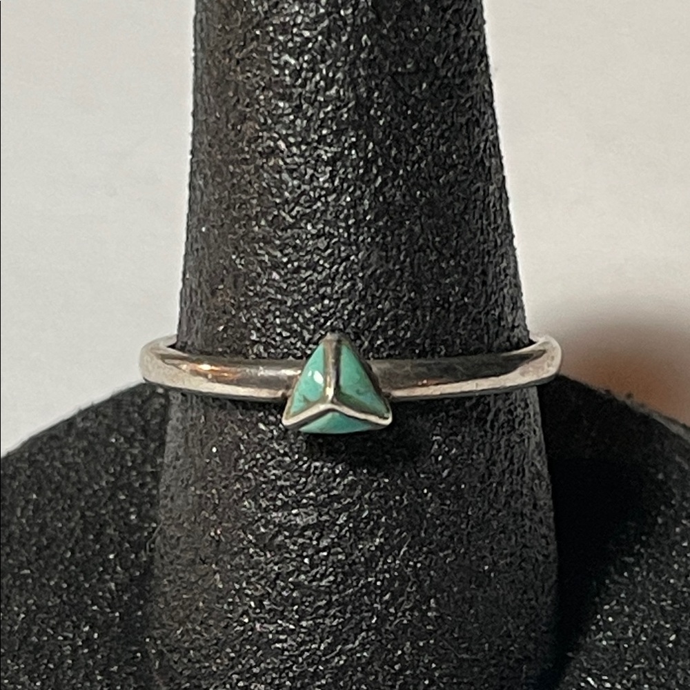 BOMA Sterling Silver Ring with Triangle Turquoise Inlay sz 7